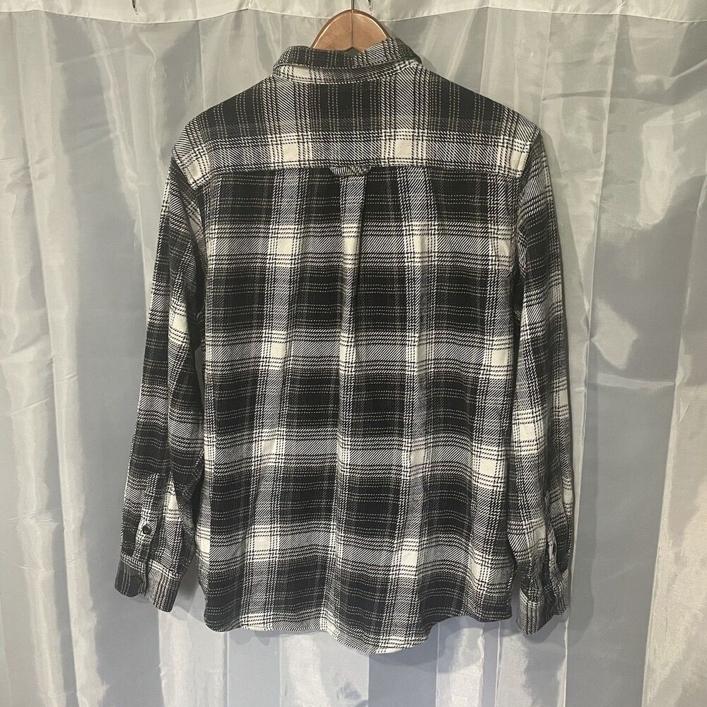Orvis Flannel Button Up Heavyweight Shirt Men's L Gray Plaid Outdoor Long Sleeve - Picture 9 of 11